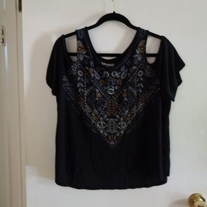 Mudd XL blk cold shoulder short sleeve top blouse